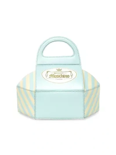 Shop Moschino Women's Cake Box Leather Clutch In Light Blue
