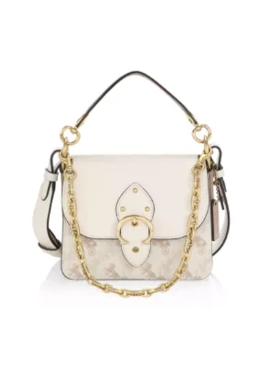 Shop Coach Beat Horse & Carriage Coated Canvas & Leather Shoulder Bag In Chalk