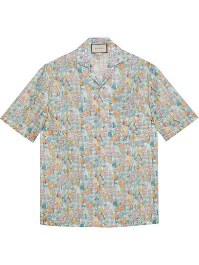 Shop Gucci X Liberty Floral Bowling Shirt In Blue