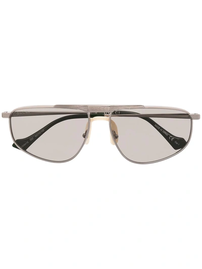 Shop Gucci Square-frame Sunglasses In Silver