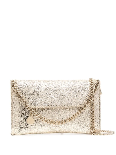 Shop Stella Mccartney Falabella Metallic Crossbody Bag In Gold