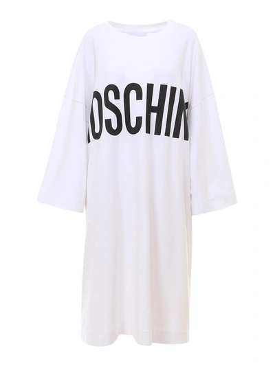 Shop Moschino Stretch Cotton Maxi Dress In White