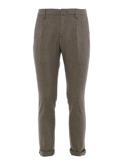 Shop Dondup Gaubert Houndstooth Trousers In Beige