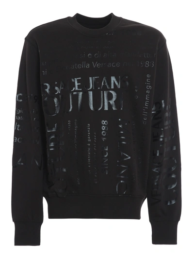 Shop Versace Jeans Couture Logo Lettering Sweatshirt In Black