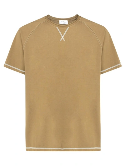 Shop Ferragamo Used Effect Cotton T-shirt In Beige