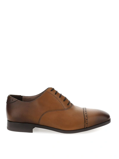 Shop Ferragamo Leather Oxford Shoes In Brown