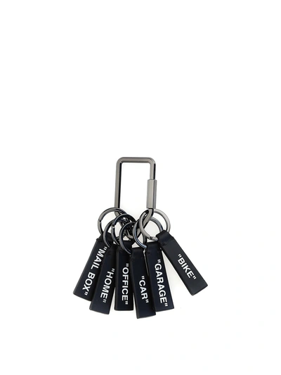 Shop Off-white Quote Motif Key Ring In Black
