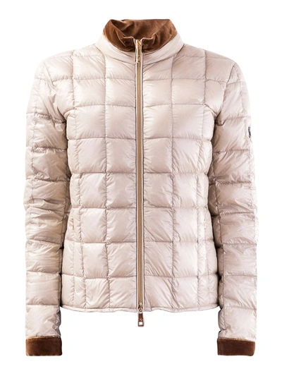 Shop Fay Light Puffer Jacked With Velvet Piping In Beige