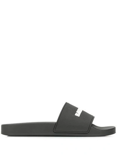 Shop Balenciaga Piscine Slide Sandals In Black