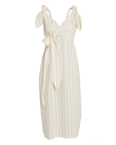 Shop Mara Hoffman Calypso Twisted Stripe Midi Dress In White/beige