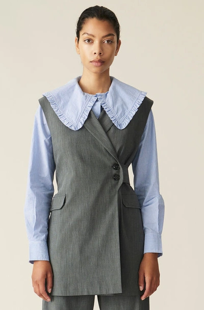 Shop Ganni Melange Suiting Waistcoat In Sharkskin