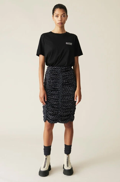 Shop Ganni Velour Jersey Skirt In Black