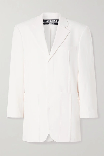 Shop Jacquemus Oversized Wool-blend Blazer In White
