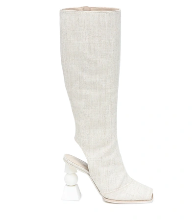 Shop Jacquemus Les Bottes Olive Knee-high Boots In Neutrals