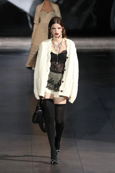 Shop Dolce & Gabbana Wool-blend Cardigan In White