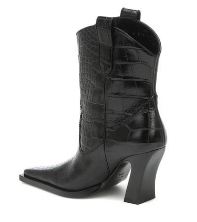 Shop Tom Ford Croc-effect Leather Western Boots In Black