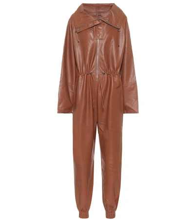 Shop Dodo Bar Or Leather Jumpsuit In Brown
