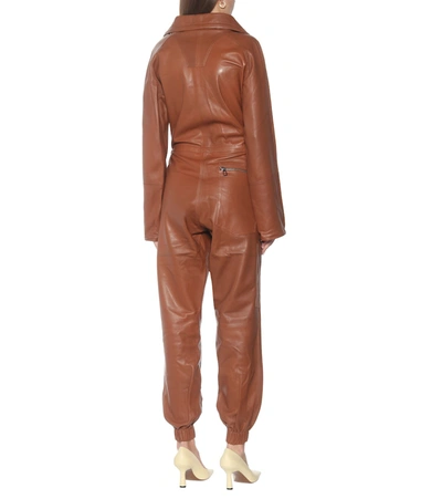 Shop Dodo Bar Or Leather Jumpsuit In Brown