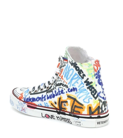 Shop Vetements Graffiti High-top Canvas Sneakers In Multicoloured