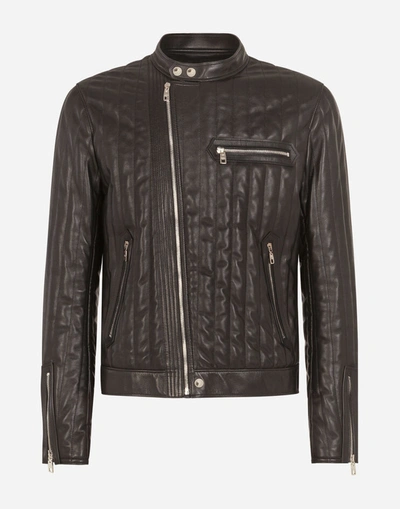 Shop Dolce & Gabbana Quilted Plongé Leather Jacket