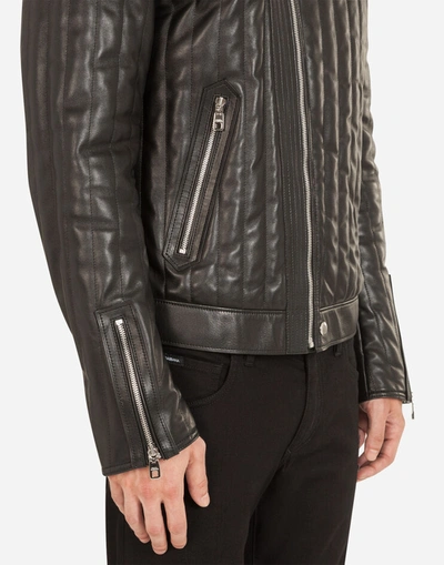 Shop Dolce & Gabbana Quilted Plongé Leather Jacket