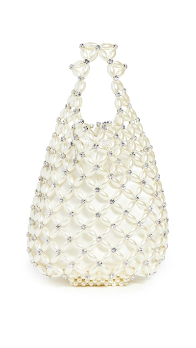 Shop Simone Rocha Small Beaded Shopper Bag In Pearl/clear