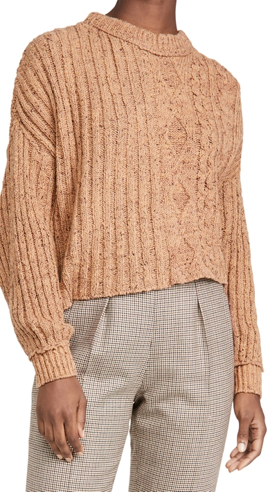Shop Free People On Your Side Pullover In Brown Sugar Combo