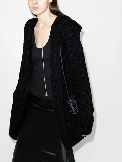 Shop Saint Laurent Chunky Cable Knit Cardigan In Black