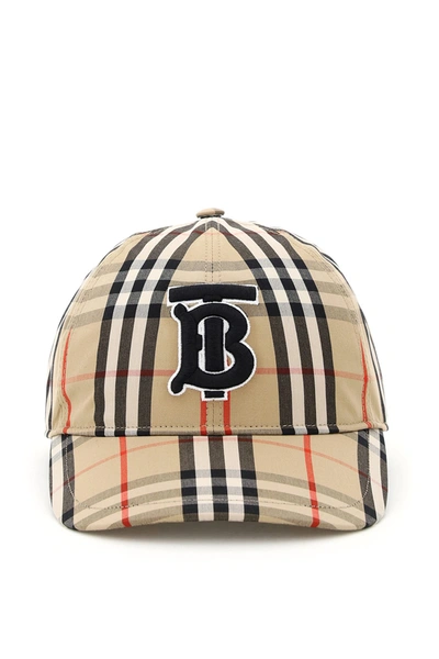 Shop Burberry Check Baseball Cap Tb In Archive Beige Ipchk