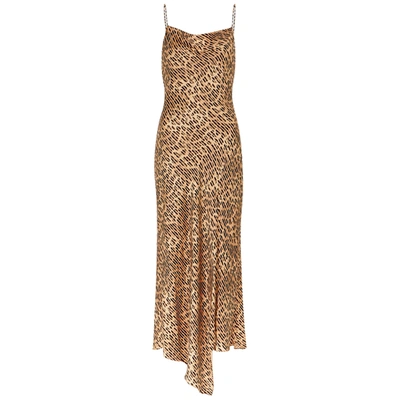Shop Alice And Olivia Harmony Leopard-print Satin Midi Dress