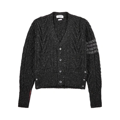 Shop Thom Browne Grey Wool-blend Cardigan