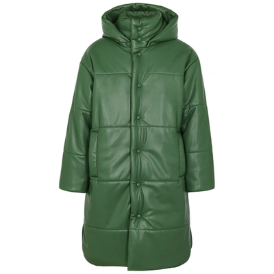 Shop Nanushka Eska Green Quilted Faux Leather Coat