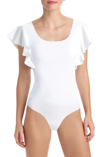 Shop Commando Ruffle Sleeve Bodysuit In White