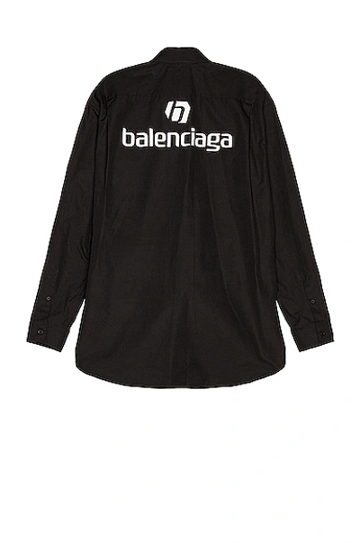 Shop Balenciaga Long Sleeve Logo Shirt In Black
