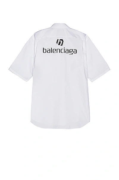 Shop Balenciaga Short Sleeve Logo Shirt In White