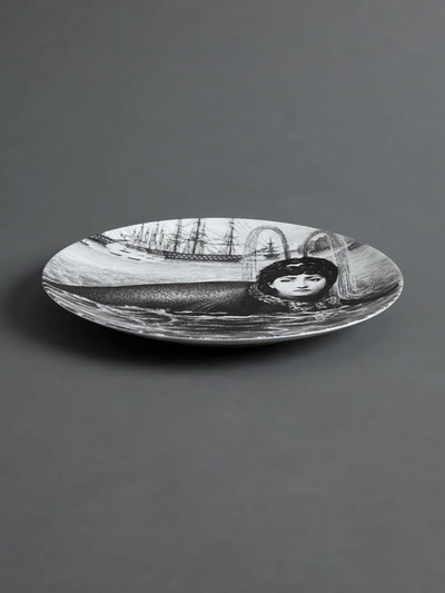 Shop Fornasetti Printed Plate In Grey