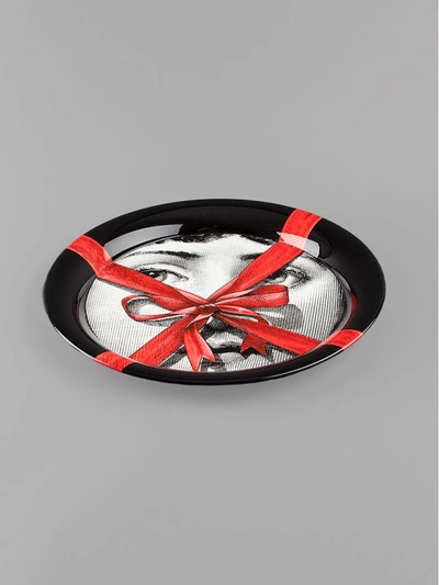 Fornasetti Printed Round Tray In Black