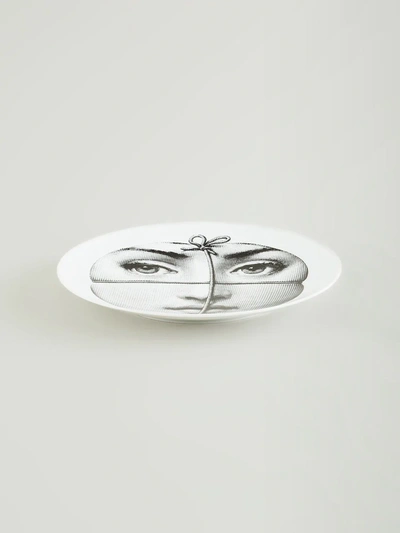 Shop Fornasetti Face Print Plate In White