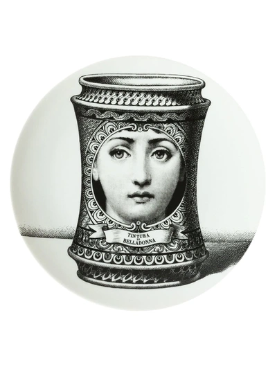 Shop Fornasetti Face Print Plate In White