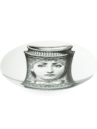 Shop Fornasetti Face Print Plate In White