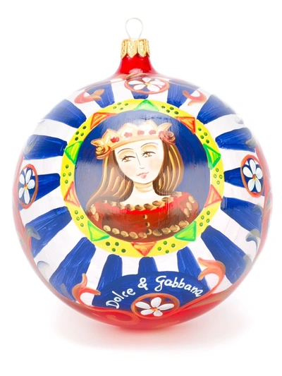 Shop Dolce & Gabbana Carretto Print Christmas Ornament In Red