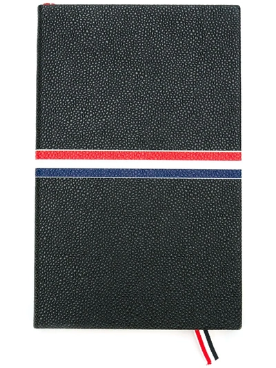 Shop Thom Browne Large Signature Stripes Notebook In Black