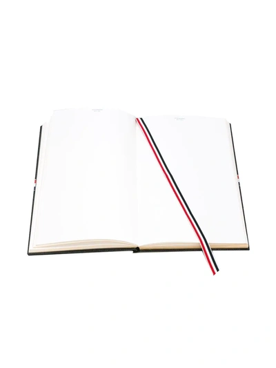 Shop Thom Browne Large Signature Stripes Notebook In Black
