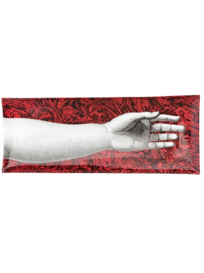 Shop Fornasetti Don Giovanni Rectangular Tray In Red