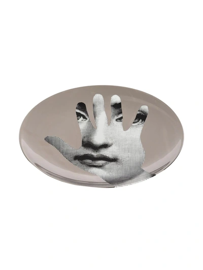 Shop Fornasetti Hand T&v Wall Plate In Grey