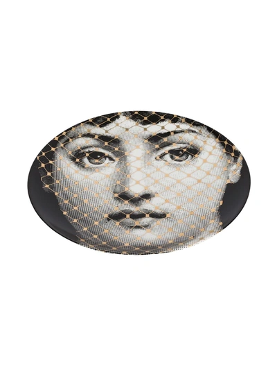 Shop Fornasetti Face T&v Wall Plate In Grey