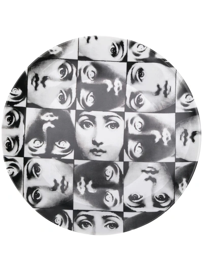 Shop Fornasetti Portrait Plate In Black