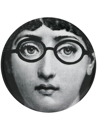 Shop Fornasetti Portrait Plate In Black