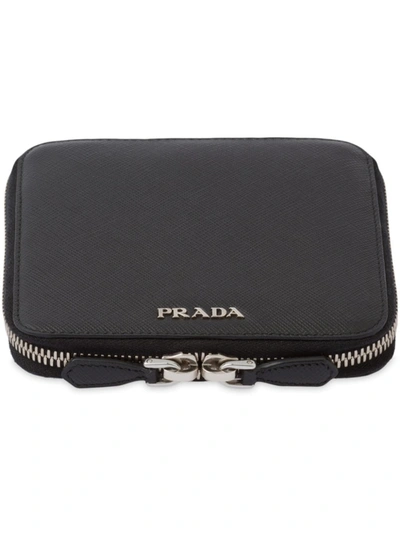 Prada Saffiano Leather Tic-tac-toe Set In Black