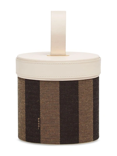 Shop Fendi Striped Cylindrical Box In White